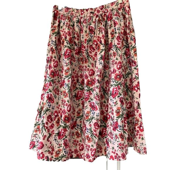 Vintage Eagle's Eye Floral Prairie Midi Skirt Size Large Button Front Linen - Picture 6 of 7